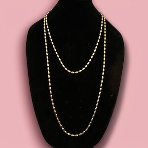 Vintage Napier long gold tone fluted barrel bead chain necklace